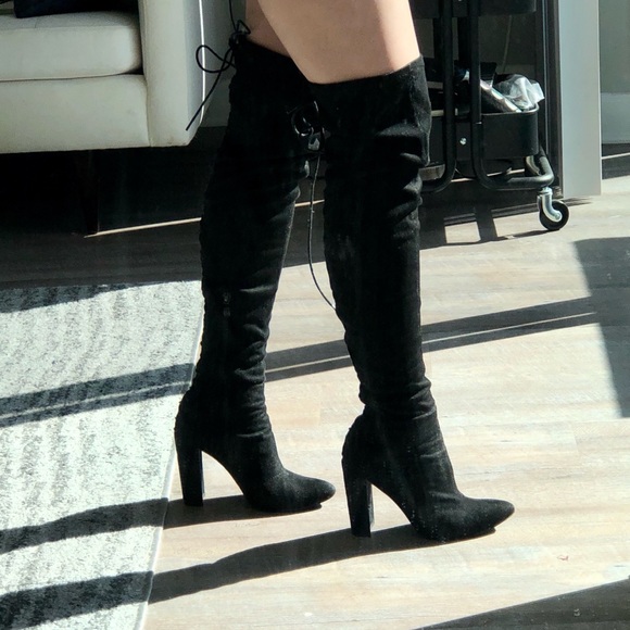 Public Desire Thigh-high Suede Boots - Picture 1 of 5